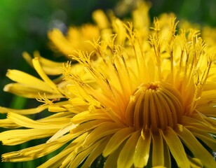 edible fresh yellow blowball dandelion flowers spring summer