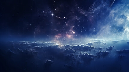 Fototapeta premium Blue Hues and Nebula Dreams in the Cosmos. Galactic Night. Stellar Dreamscape