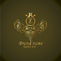 Web creative initial z latter logo design with modern business vector template, luxury z latter  logo , creative isolate  z monogram latter logo , crow logo , royal logo with golden color 