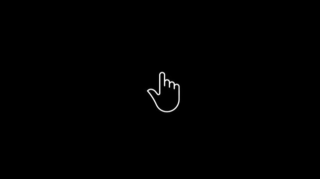 Finger touch gesture animation on white transparent background with alpha channel included.