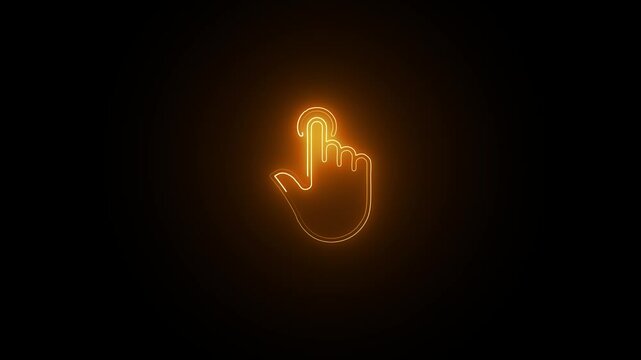 Glowing neon Hand Finger icon animation , direction icon , Mouse pointer icon, neon pushing arrow icon animation