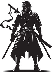 samurai warrior sward man mascot Silhouette illustration isolated on a white background