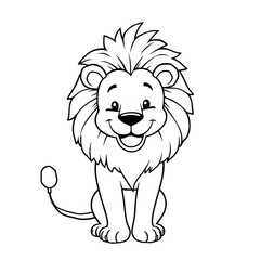 Obraz premium cute lion coloring book