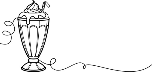 milkshake ,ice cream lineart vector illustration