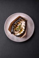 Sandwich with brioche bun, roast beef and vitello tonato sauce