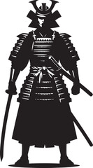 Fototapeta premium samurai warrior sward man mascot Silhouette illustration isolated on a white background