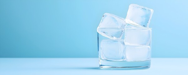 Refreshing Summer Beverage in Frosted Glass with Stacked Ice Cubes - Elegant Drink Design Perfect for Cool Summer Vibes and Party Themes