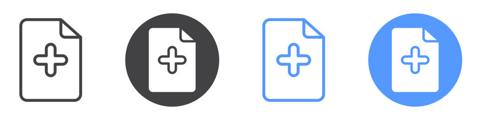 Add document icon Flat art in black and white isolated
