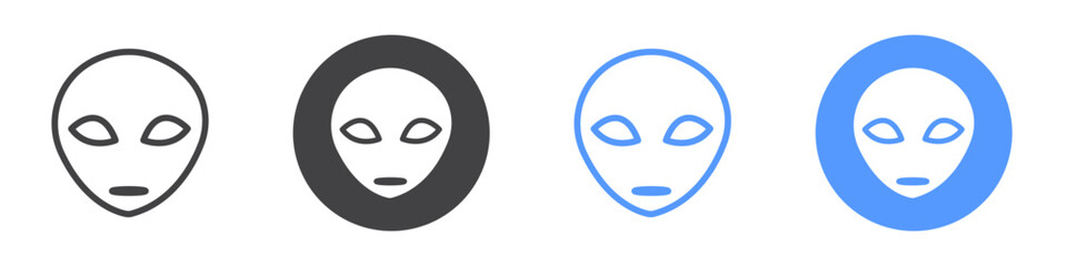 Alien icon Flat art in black and white isolated