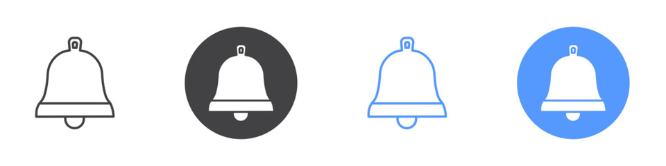 Bell icon Flat art in black and white isolated