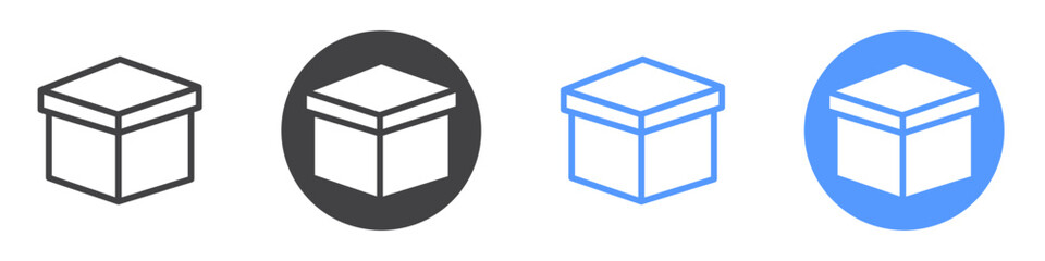 Box icon Flat art in black and white isolated