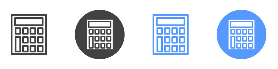 Calculator icon Flat art in black and white isolated