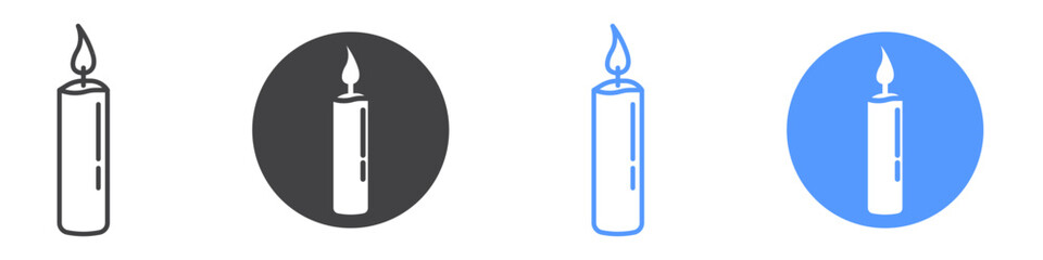 Candle icon Flat art in black and white isolated