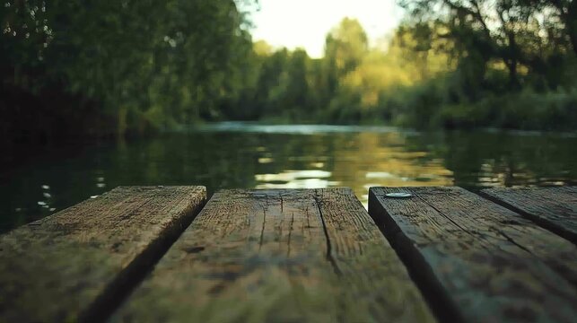 Serene view of dock by calm river.