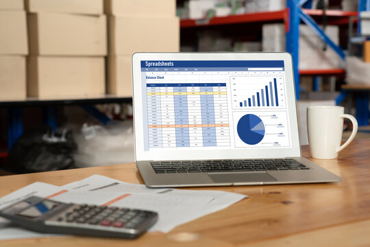 Spreadsheet document information financial startup concept. data and graphs in spreadsheet documents for online analysis project dashboard accounting digital snugly