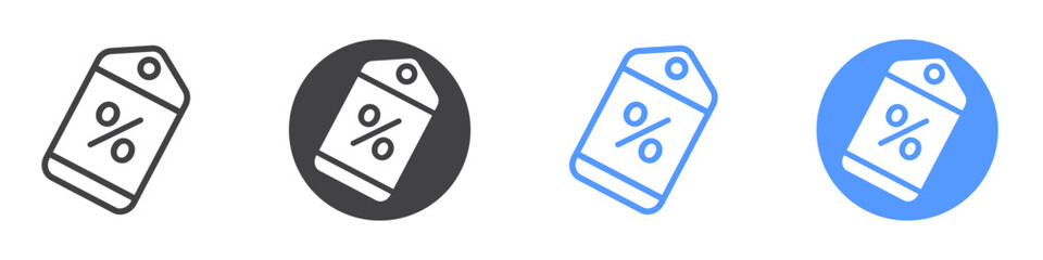 Discount icon Flat art in black and white isolated