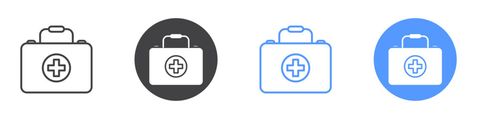 Doctor bag icon Flat art in black and white isolated