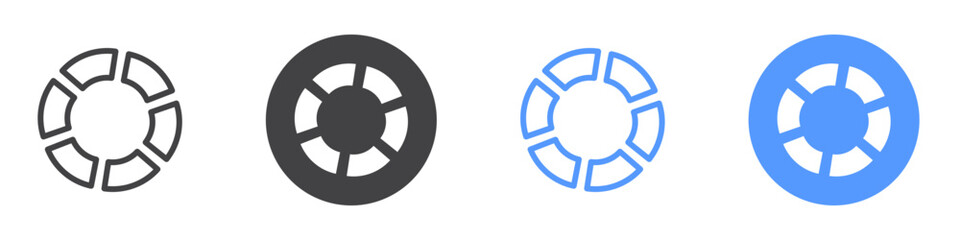 Obraz premium Donut chart icon Flat art in black and white isolated