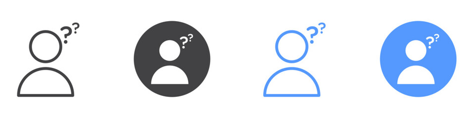 Doubts button icon Flat art in black and white isolated