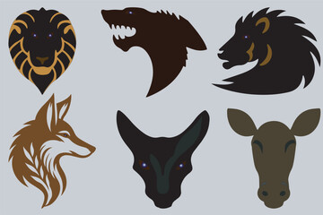 animal head vector icon with illustration