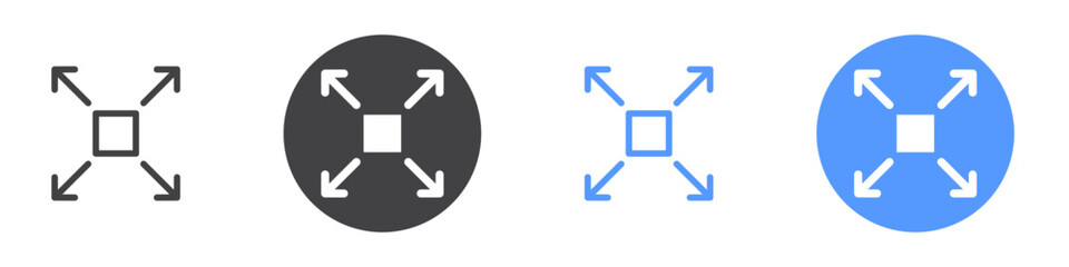 Expand icon Flat art in black and white isolated