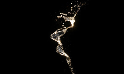 Dynamic Water Droplets Isolated on Black Background &ndash; High-Speed Captures, Ripples, Splashes, and Mist in Elegant Motion