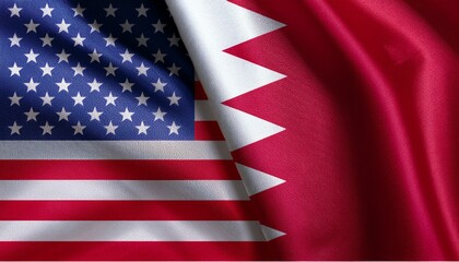 Fototapeta premium アメリカの国旗とバーレーンの国旗(America flag & Bahrain flag.) 
