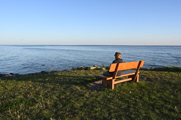 Fototapeta premium Bank am Stettiner Haff bei Kamminke