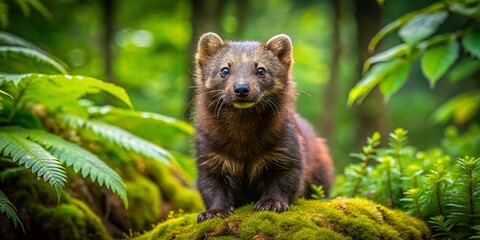Fototapeta premium Captivating Image of a Fisher Cat in its Natural Habitat Amongst Lush Greenery and Trees