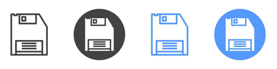 Floppy disk icon Flat art in black and white isolated