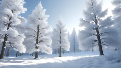 trees peaceful winter forest scene