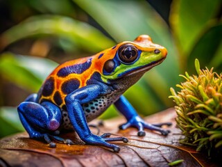 Fototapeta premium Captivating Images of Poison Dart Frogs in their Natural Habitat: Colorful, Exotic, and Unique Amphibian Species to