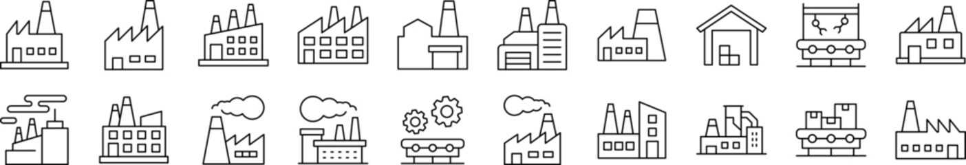 Collection of Signs of Factory, Manufacture for apps, web sites, banners, infographics and other types of design