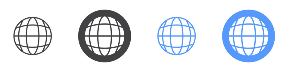 Globe icon Flat art in black and white isolated