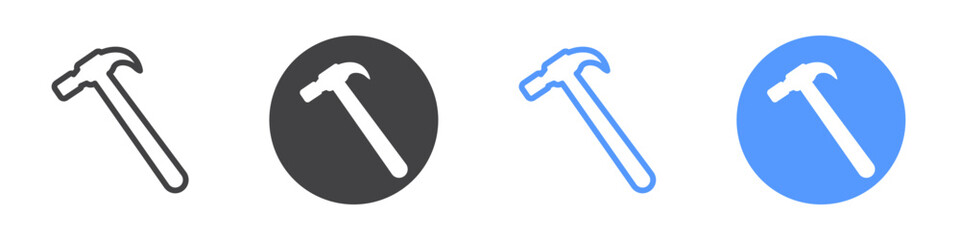 Hammer icon Flat art in black and white isolated