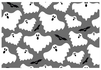 ghost pattern background design. background design for halloween celebration. cute ghost illustration
