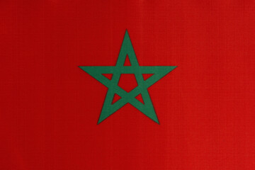 Closeup image national flag Moroccan.