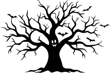 Halloween tree silhouette vector collection, Spooky tree silhouette



