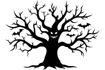 Halloween tree silhouette vector collection, Spooky tree silhouette




