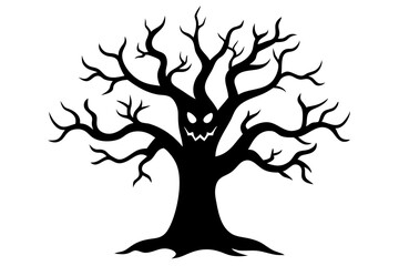 Halloween tree silhouette vector collection, Spooky tree silhouette



