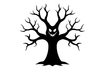 Halloween tree silhouette vector collection, Spooky tree silhouette



