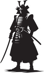 samurai warrior sward man mascot Silhouette illustration isolated on a white background