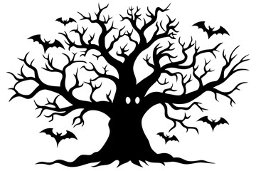 Halloween tree silhouette vector collection, Spooky tree silhouette



