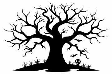 Halloween tree silhouette vector collection, Spooky tree silhouette



