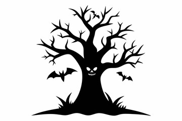 Fototapeta premium Halloween tree silhouette vector collection, Spooky tree silhouette