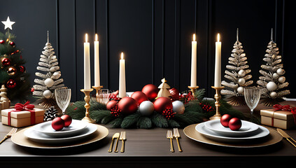 stylish christmas decorations arranged festive table