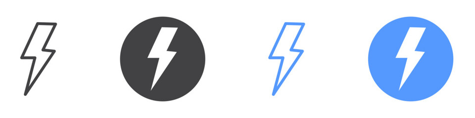 Lightning bolt icon Flat art in black and white isolated