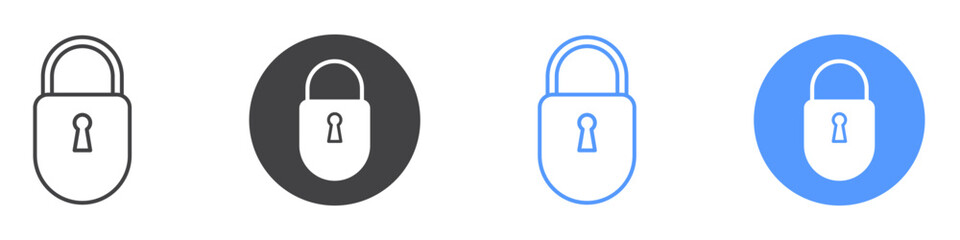 Lock icon Flat art in black and white isolated