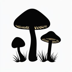 Mushroom Silhouette on White Background, flat design illustration