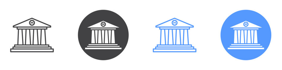 Museum icon Flat art in black and white isolated